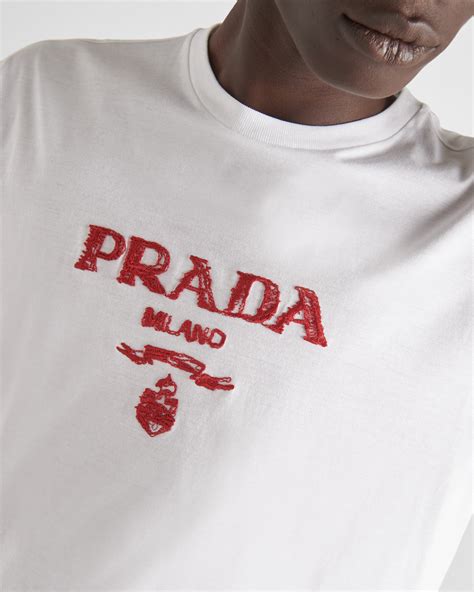 prada shirt red and white|Prada white t shirt men.